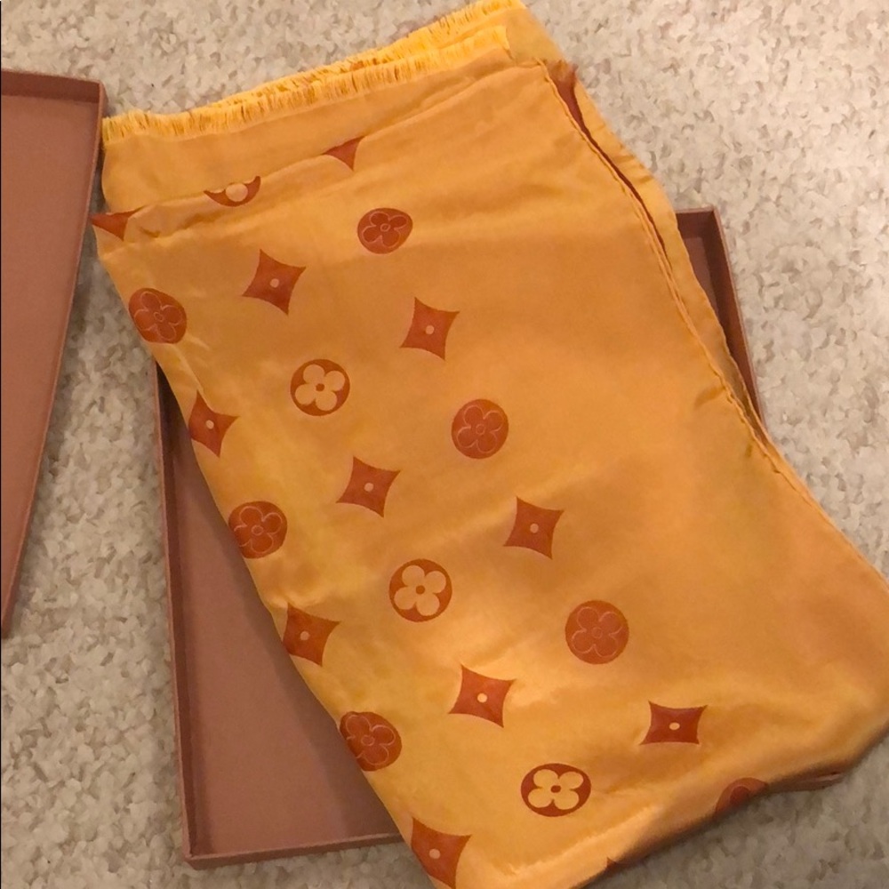 Reversible Silk Mustard Louis Vuitton Scarf